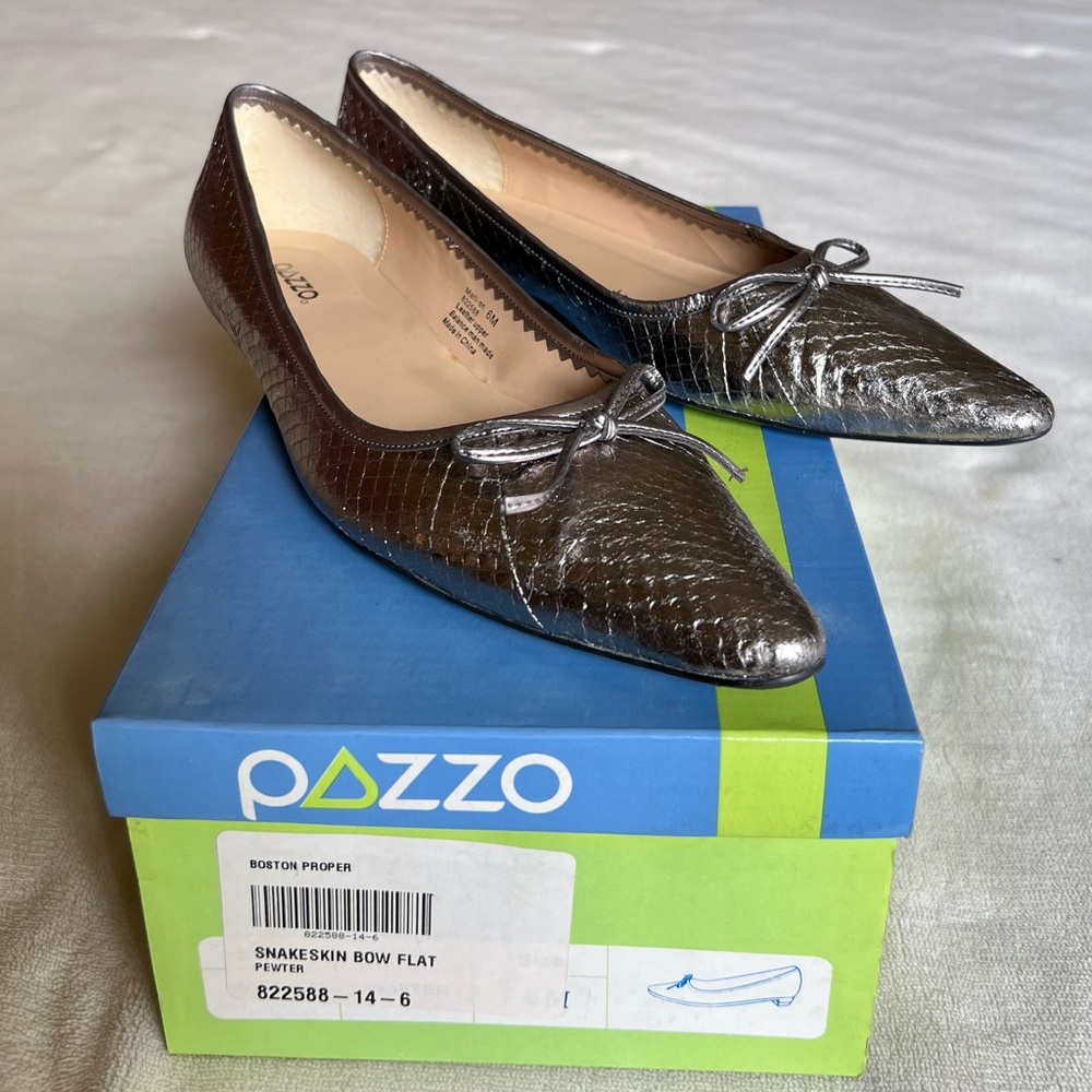 Pazzo Silver Flats with Bow Detail